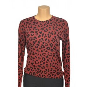 Roan & Ryan Women's Long Sleeve Leopard Print Sweater with Skull Accents‎